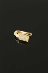Taşlı Gold Renkli Metal Geçirmeli Kıkırdak Küpe