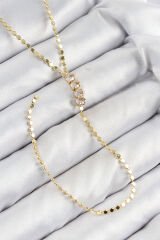 Pirinç Zirkon Taşlı Ezme Zincirli Model Gold Renk Y Kolye