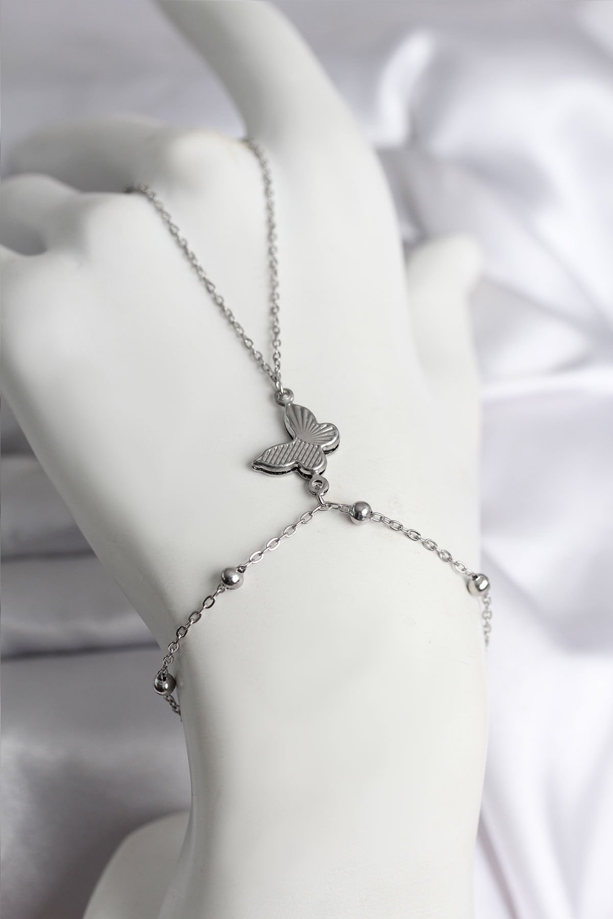 316L Çelik Gümüş Renk Kelebek Model Kadın Şahmeran