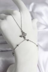 316L Çelik Gümüş Renk Kelebek Model Kadın Şahmeran