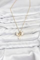 316L Çelik Zincir Gold Renk Anka Kuşu Model Kadın Kolye