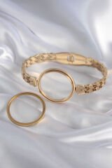 316L Çelik Gold Renk Arpa İşleme Açılabilir Fanus Model Kadın Kelepçe