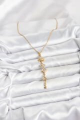 316L Çelik Zincir Gold Renk Güneş ve Enerji Model Kadın Y Kolye