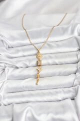 316L Çelik Zincir Gold Renk Kutup Yıldızı Enerji Model Kadın Y Kolye