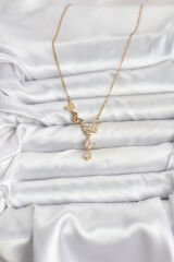 316L Çelik Zincir Gold Renk Kelebek Model Kadın Kolye