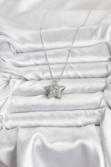 316L Çelik Zincir Gümüş Renk Zincirli Gümüş Yıldız Model Kadın Kolye