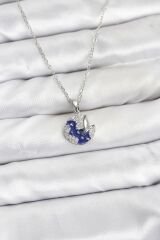 316L Çelik Zincir Gümüş Renk Gece Model Zirkon Taşlı Kadın Kolye