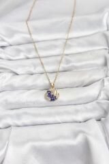 316L Çelik Zincir Gold Renk Gece Model Zirkon Taşlı Kadın Kolye