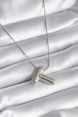 316L Çelik Gümüş Renk Bubble ''T'' Harf Model Kadın Kolye