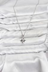 316L Çelik Zincir Gümüş Renk Kutup Yıldızı Model Kadın Kolye