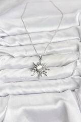 316L Çelik Zincir Gümüş Renk Güneş Model Kadın Kolye