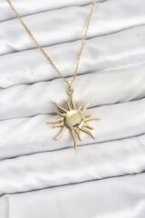 316L Çelik Zincir Gold Renk Güneş Model Kadın Kolye