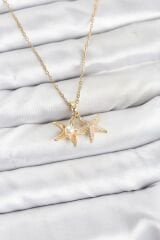 316L Çelik Zincir Gold Renk Deniz Yıldızı Model Zirkon Taşlı Kadın Kolye