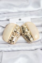 Krem Renk Pirinç Vintage Kadın Küpe