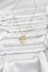 316L Çelik Zincir Gold Renk Deniz Tema Model Zirkon Taşlı Kadın Kolye