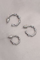 Burgu Model Gümüş Metal Küpe Seti