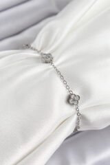 316L Çelik Yonca Model Gümüş Renk Kadın Bileklik