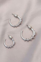 Yılan Tasarımlı Halka Model Gümüş Metal Küpe Seti