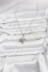 316L Çelik Gümüş Renk Zirkon Taşlı Kutup Yıldızı Model Kadın Kolye