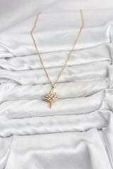 316L Çelik Gold Renk Zirkon Taşlı Kutup Yıldızı Model Kadın Kolye