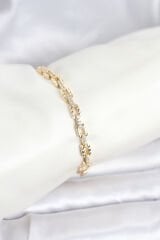 Pirinç Gold Renk VIP Seri Zincir Model Zirkon Taşlı Kadın Bileklik