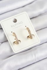 Xuping Zirkon Taşlı I Model Gold Renk Kadın Küpe
