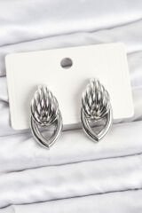 Pirinç Gümüş Renk Sarmal Damla Model Vintage Kadın Küpe