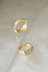 Gold Renk Metal Zirkon Taşlı Minimal Halka Küpe