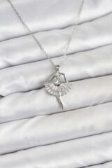 316L Çelik Gümüş Renk Balerin Model Kadın Kolye