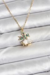 316L Çelik Zincir Gold Renk Chirtsmas Bell Model Yılbaşı Temalı Kadın Kolye