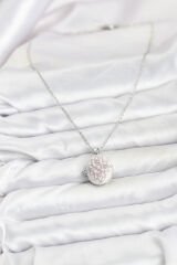 316L Çelik Gümüş Renk Pembe Lotus Model Kadın Küpe