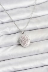 316L Çelik Gümüş Renk Pembe Lotus Model Kadın Küpe