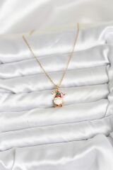 316L Çelik Zincir Gold Renk Yılbaşı Teması Kadın Kolye