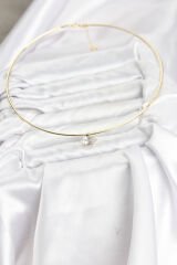 Pirinç Gold Renk Choker Model Zirkon Taşlı Kadın Kolye