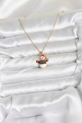 316L Çelik Zincir Gold Renk Kardan Adam Figürlü Yılbaşı Temalı Kadın Kolye