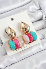 Pirinç Karışık Renk Vintage Model Kadın Küpe