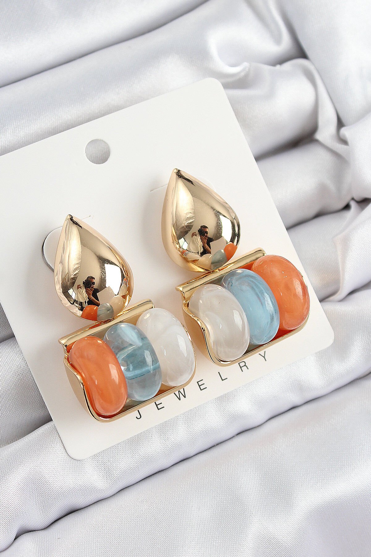 Pirinç Karışık Renk Vintage Model Kadın Küpe