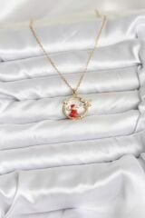 316L Çelik Zincir Gold Zirkon Taşlı Yılbaşı Tema Kadın Kolye