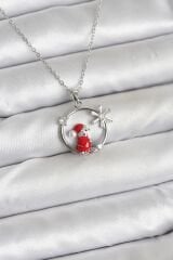 316L Çelik Zincir Gümüş Zirkon Taşlı Yılbaşı Tema Kadın Kolye