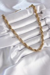 316L Çelik Gold Renk Örme Burgu Zincir Model Kadın Kolye