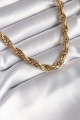 316L Çelik Gold Renk Örme Burgu Zincir Model Kadın Kolye