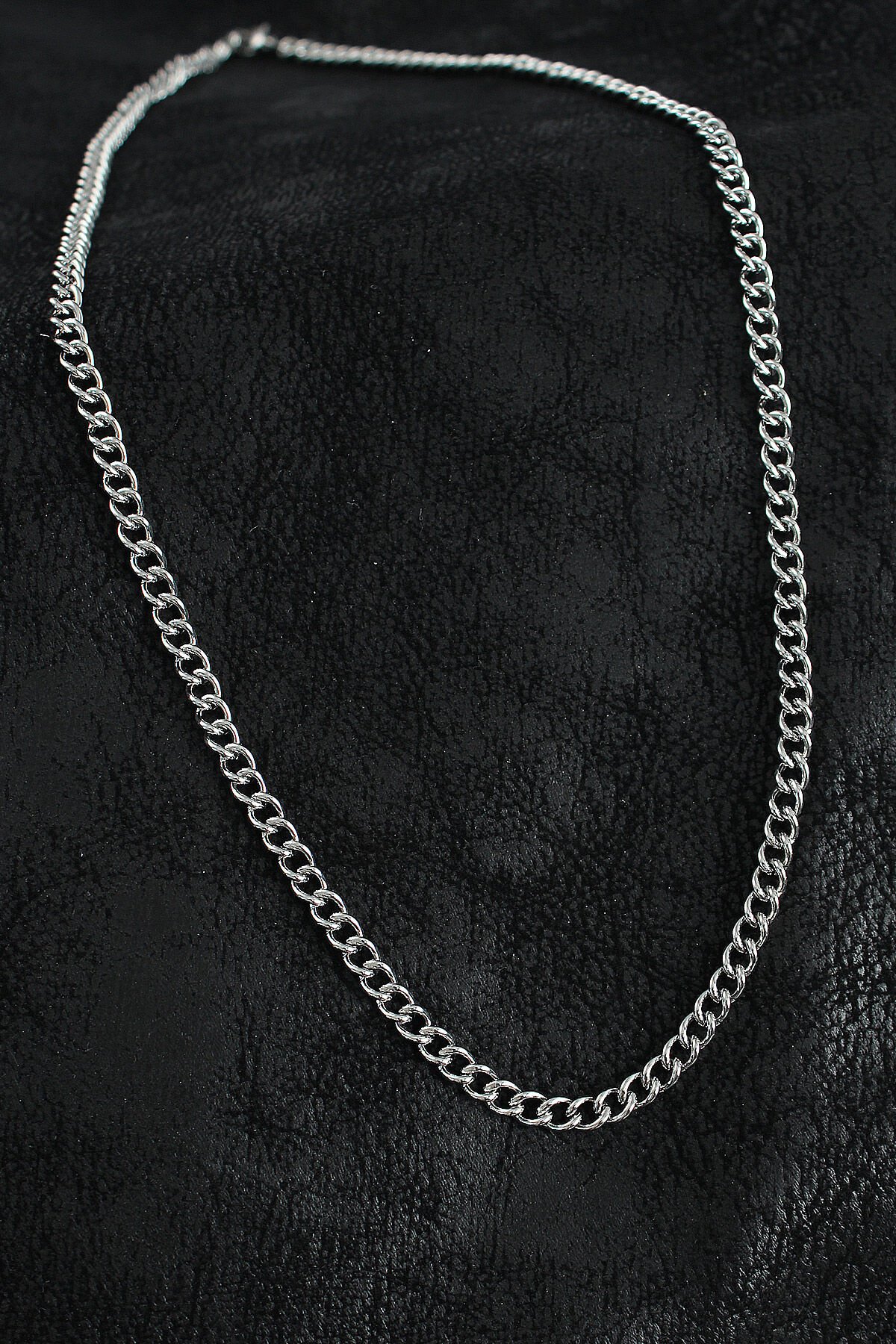 316L Çelik Klasik Oval Zincir Model Gümüş Renk Erkek Kolye