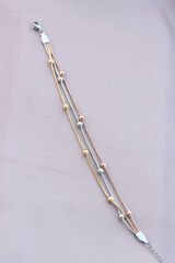 316L Kararmaz Çelik Gümüş Renk Top Zincirli Kadın Bileklik