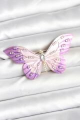 Lila Renk Kelebek Model Broş