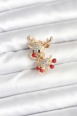 Noel Geyiği Model Yılbaşı Temalı Broş
