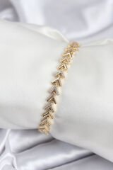 Pirinç VIP Seri Gold Zirkon Taşlı Balık Sırtı Model Kadın Bileklik