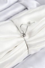 Pirinç Zirkon Taşlı Zincir Model Gümüş Renk Asansörlü Kadın Bileklik