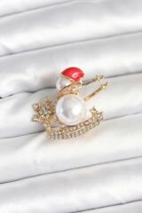 Kızaklı Kardan Adam Model Yılbaşı Temalı Broş