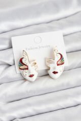Pirinç Maske Model Kadın Küpe