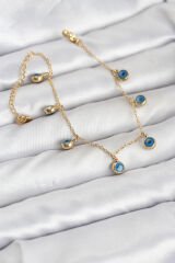 316L Çelik Gold Renk Minimal Nazar Model Kadın Bileklik